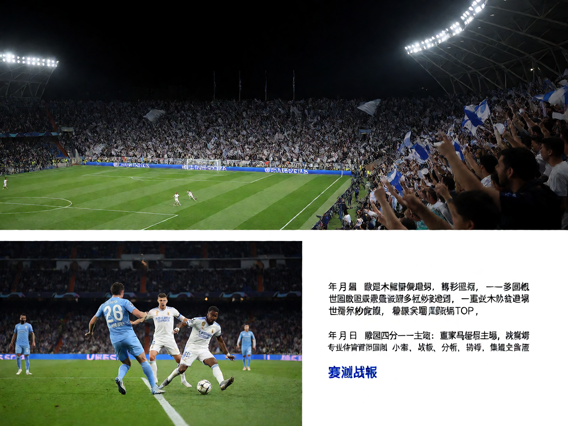夜晚灯光下的足球场，球迷在看台上欢呼的壮观场面